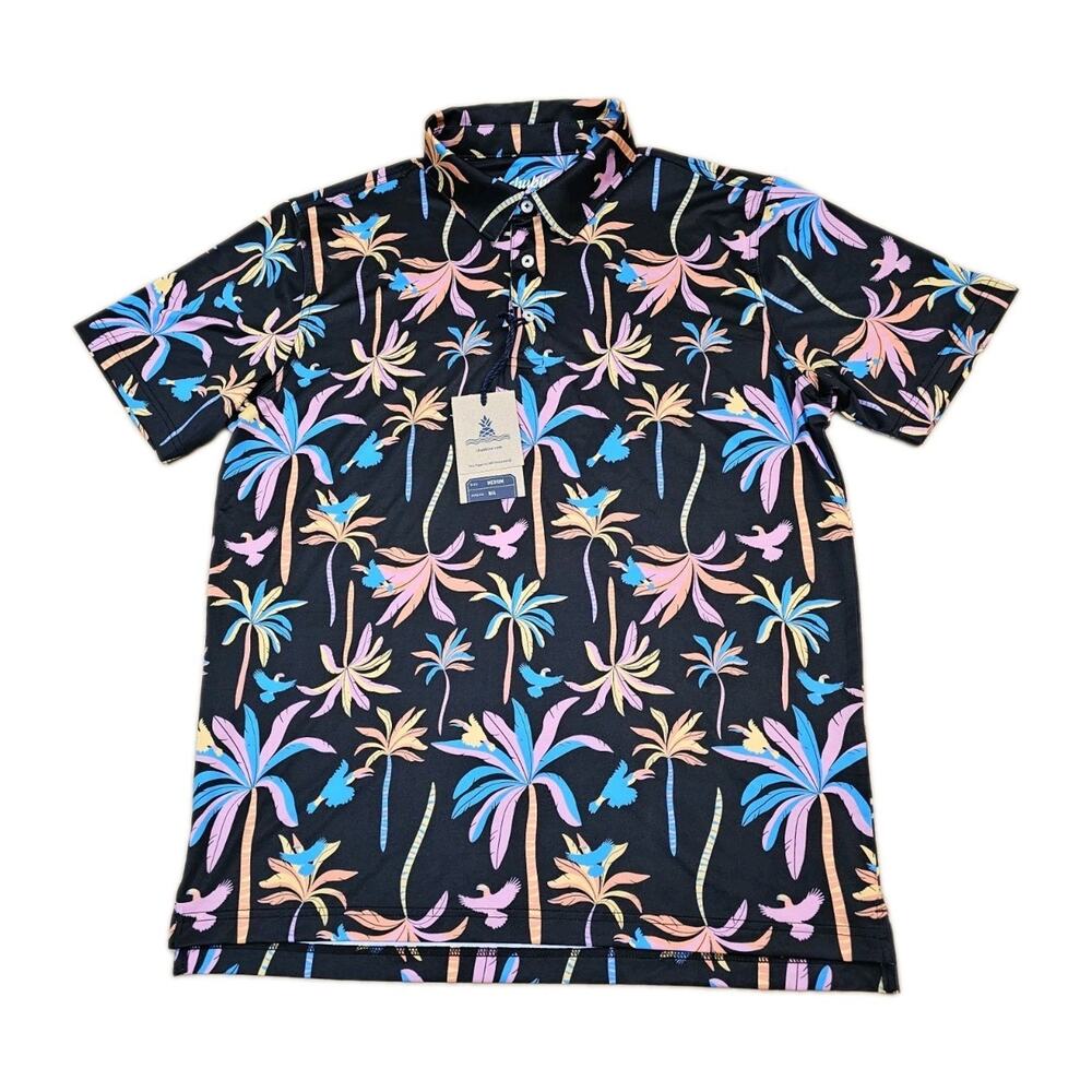 Chubbies Polo Shirt Men's The Light Night Performance Preppy Golf Medium Palm